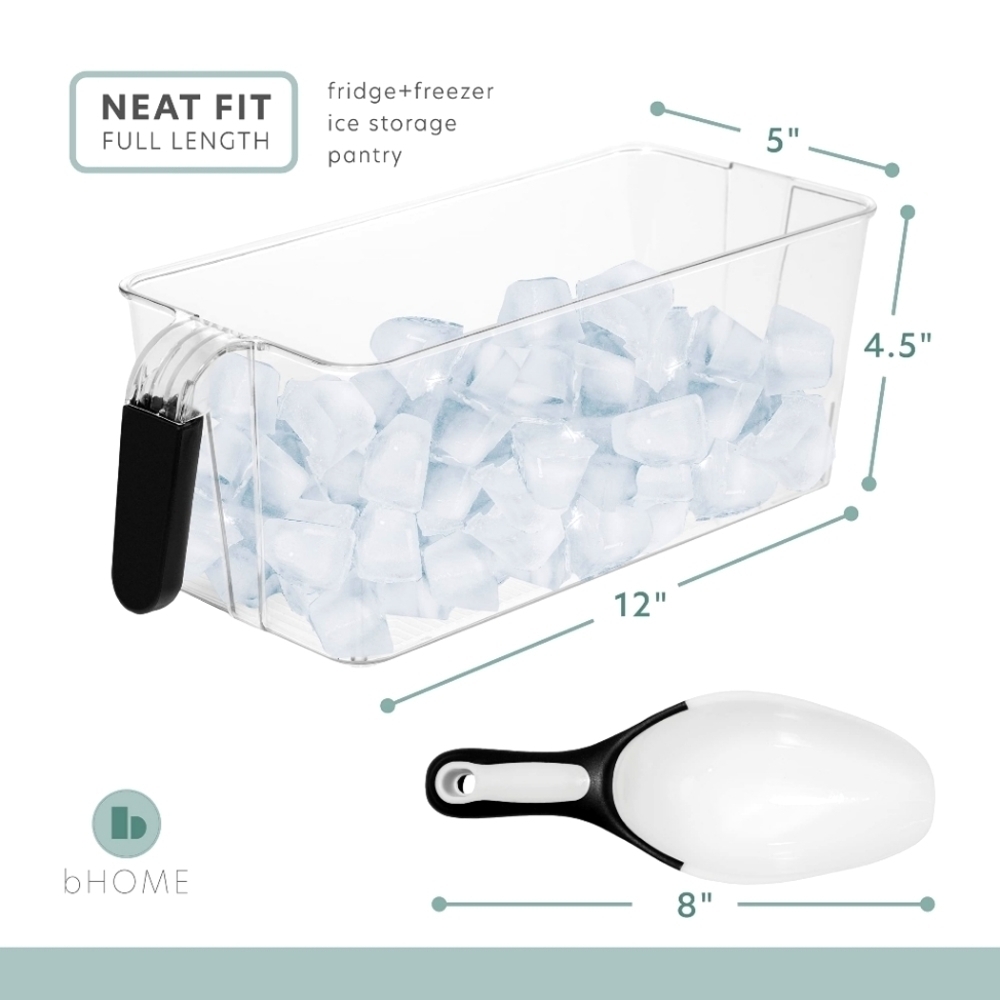 Clear Plastic Storage Bin with Scoop - Laundry, Ice Bin with Pull out Handle